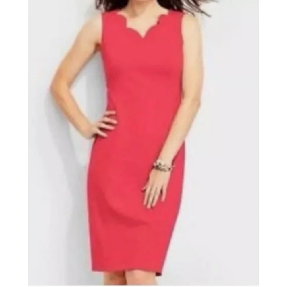 NEW Talbots Scallop V-Neck Sheath Dress women’s plus size 22W coral pink